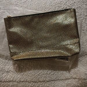 Gold metallic makeup bag
